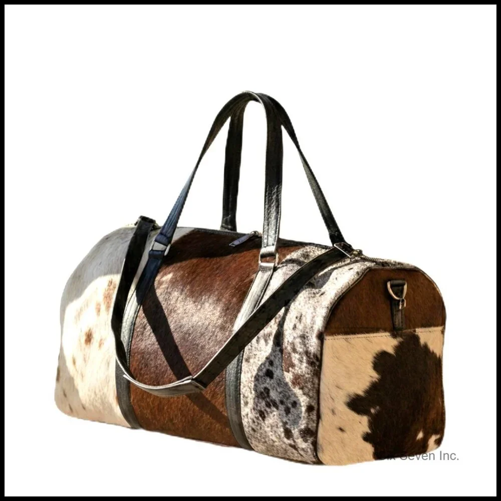 Real Cowhide Leather Duffel Bag Large Travel Sports Gym Bag